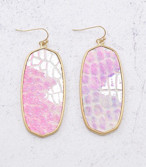 EARRINGS :: TRENDY EARRINGS :: Wholesale Tie Dye Oval Shape Dangle Earrings