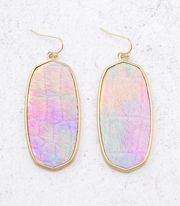 EARRINGS :: TRENDY EARRINGS :: Wholesale Tie Dye Oval Shape Dangle Earrings