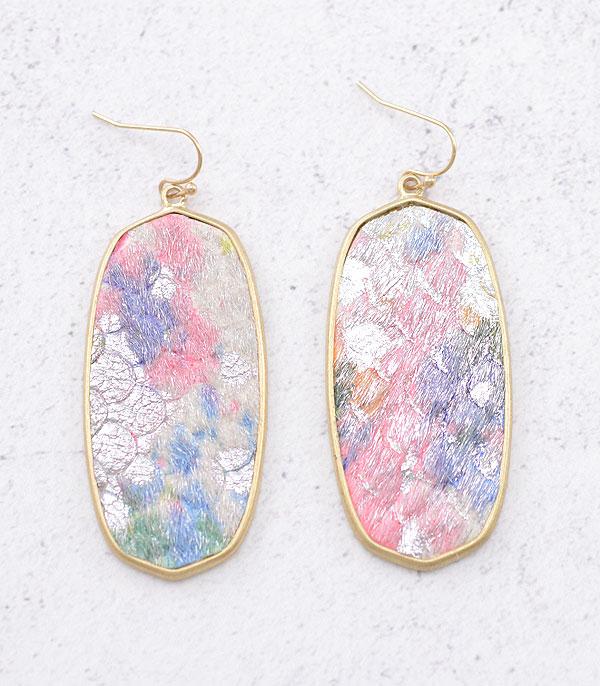 EARRINGS :: TRENDY EARRINGS :: Wholesale Tie Dye Oval Shape Dangle Earrings