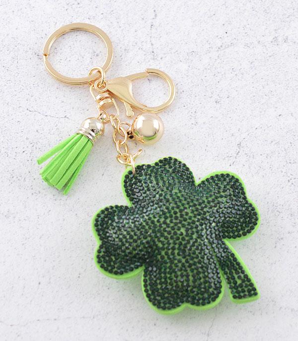 <font color=BLUE>WATCH BAND/ GIFT ITEMS</font> :: KEYCHAINS :: Wholesale Rhinestone Lucky Clover Keychain