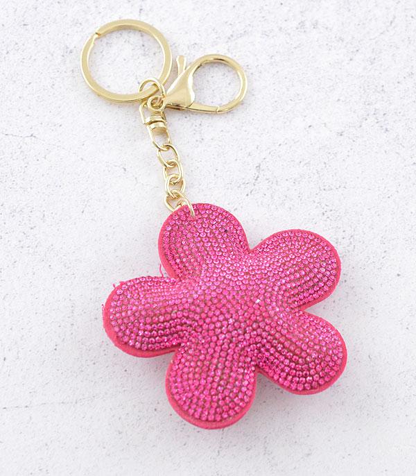 <font color=BLUE>WATCH BAND/ GIFT ITEMS</font> :: KEYCHAINS :: Wholesale Rhinestone Pink Flower Keychain