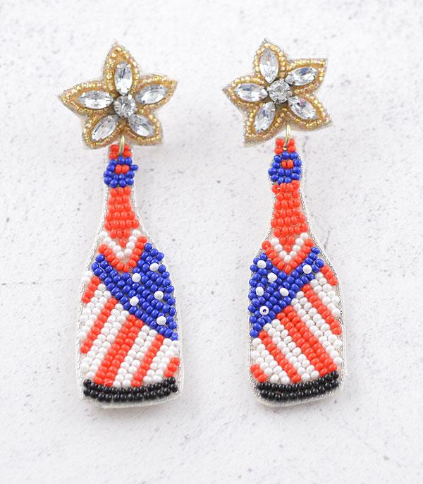 EARRINGS :: TRENDY EARRINGS :: Wholesale USA Beer Bottle Beaded Earrings