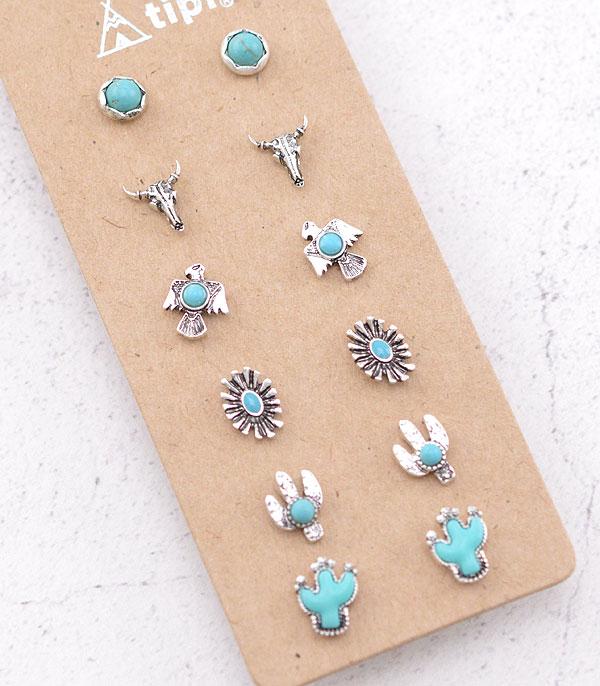 New Arrival :: Wholesale Tipi Western Dainty Turquoise Earrings