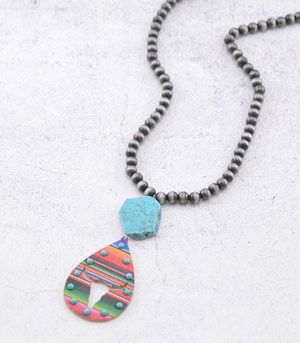 NECKLACES :: TRENDY :: Wholesale Steerhead Turquoise Pendant Necklace