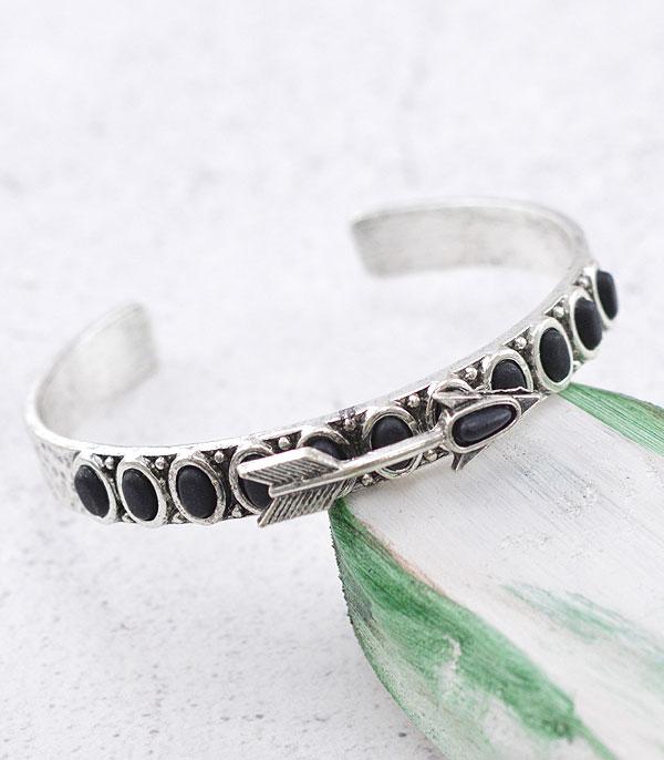 BRACELETS :: CUFF I BANGLE :: Wholesale Western Semi Stone Arrow Cuff Bracelet