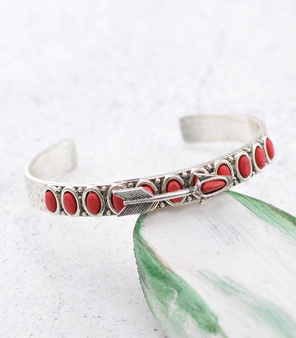 BRACELETS :: CUFF I BANGLE :: Wholesale Western Semi Stone Arrow Cuff Bracelet