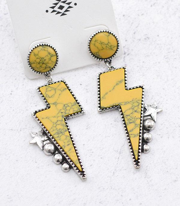 EARRINGS :: WESTERN POST EARRINGS :: Wholesale Western Turquoise Lightning Bolt Earring