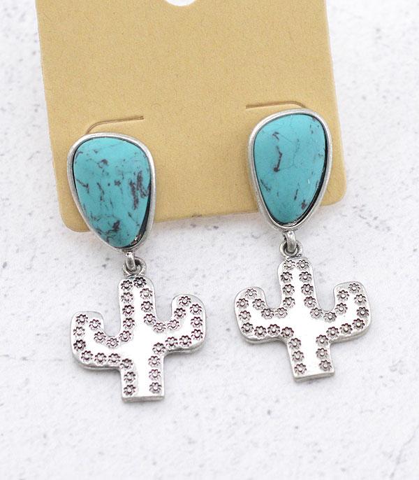 <font color=Turquoise>TURQUOISE JEWELRY</font> :: Wholesale Western Cactus Turquoise Post Earrings