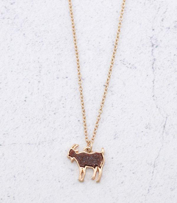 NECKLACES :: CHAIN WITH PENDANT :: Wholesale Farm Animal Goat Druzy Necklace