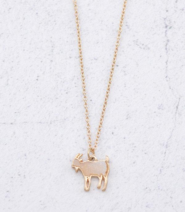 NECKLACES :: CHAIN WITH PENDANT :: Wholesale Farm Animal Goat Druzy Necklace