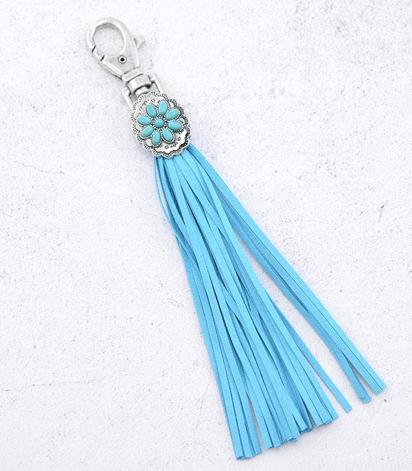 <font color=Turquoise>TURQUOISE JEWELRY</font> :: Wholesale Western Concho Tassel Keychain