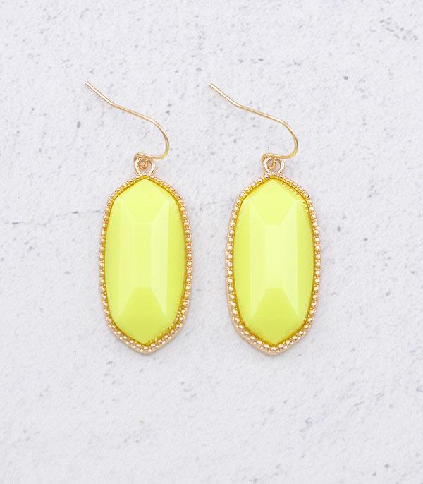 EARRINGS :: TRENDY EARRINGS :: Wholesale Oval Shape Resin Dangle Earrings