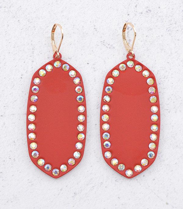 <font color=RED>RED,WHITE, AND BLUE</font> :: Wholesale Rhinestone Matte Color Oval Earrings