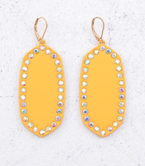 EARRINGS :: TRENDY EARRINGS :: Wholesale Rhinestone Matte Color Oval Earrings