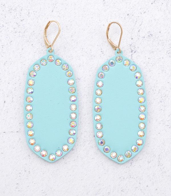EARRINGS :: TRENDY EARRINGS :: Wholesale Rhinestone Matte Color Oval Earrings