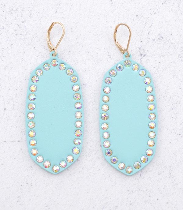 EARRINGS :: TRENDY EARRINGS :: Wholesale Rhinestone Matte Color Oval Earrings