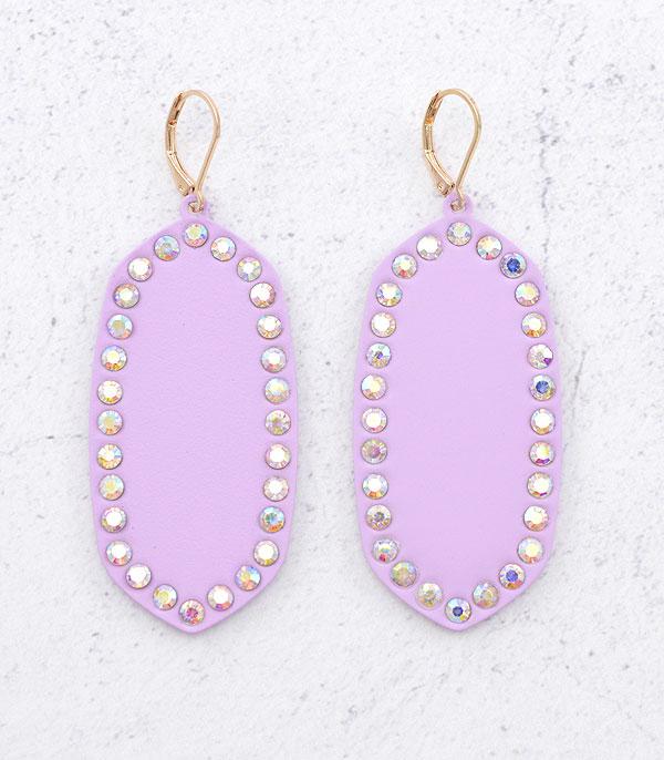 EARRINGS :: TRENDY EARRINGS :: Wholesale Rhinestone Matte Color Oval Earrings