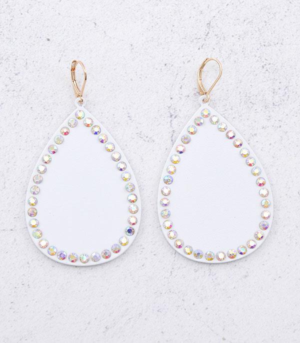 <font color=RED>RED,WHITE, AND BLUE</font> :: Wholesale Rhinestone Matte Color Teardrop Earrings