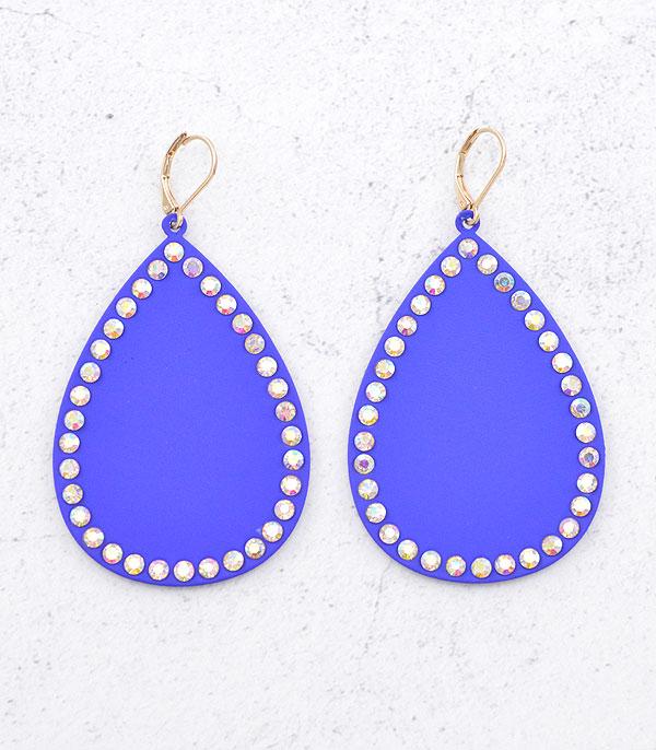 <font color=RED>RED,WHITE, AND BLUE</font> :: Wholesale Rhinestone Matte Color Teardrop Earrings