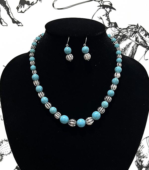 New Arrival :: Wholesale Western Turquoise Bead Necklace Set