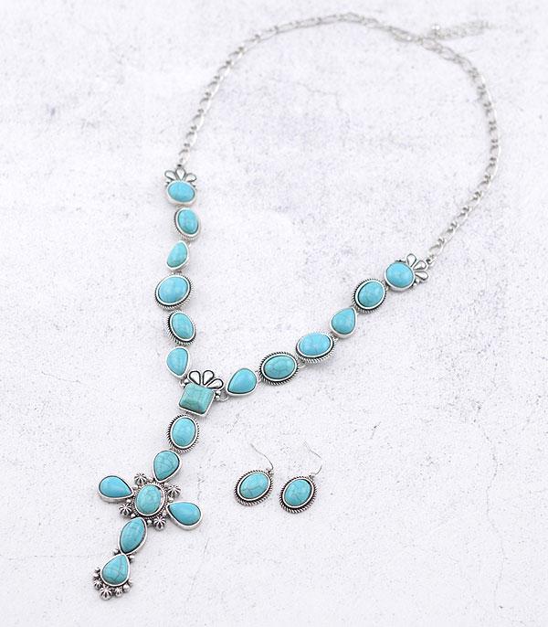 NECKLACES :: WESTERN LONG NECKLACES :: Wholesale Western Turquoise Semi Stone Necklace 