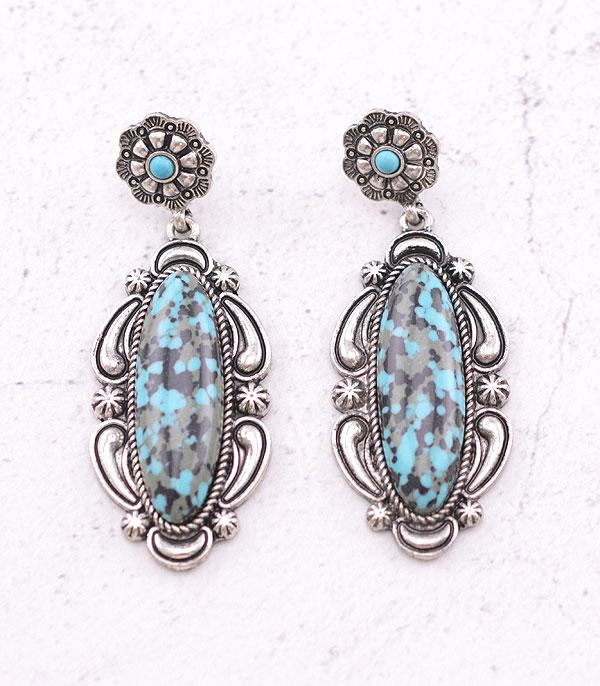 EARRINGS :: WESTERN POST EARRINGS :: Wholesale Western Turquoise Semi Stone Earrings