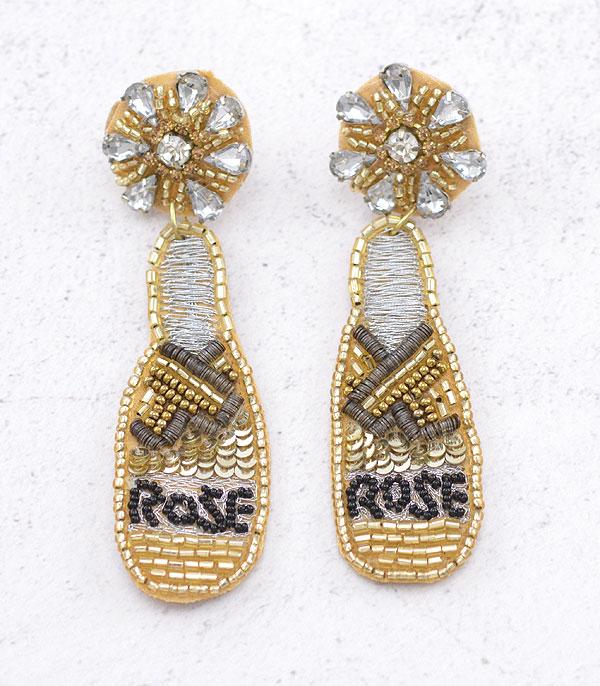 EARRINGS :: TRENDY EARRINGS :: Wholesale Seed Bead Rose Bottle Earrings
