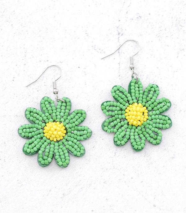 <font color=green>SPRING</font> :: Wholesale Seed Bead Flower Dangle Earrings