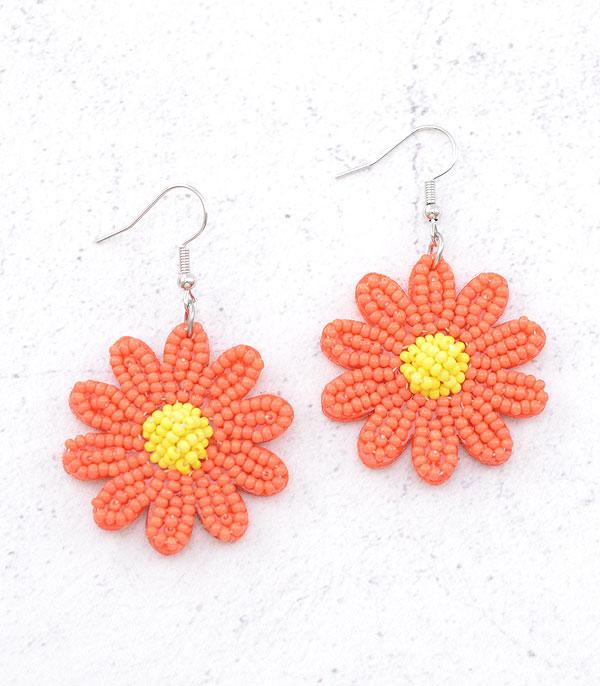 New Arrival :: Wholesale Seed Bead Flower Dangle Earrings