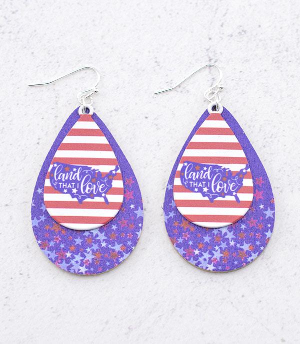 <font color=RED>RED,WHITE, AND BLUE</font> :: Wholesale 4th Of July Teardrop Earrings