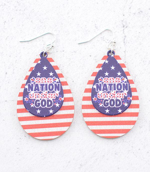 <font color=RED>RED,WHITE, AND BLUE</font> :: Wholesale 4th Of July Teardrop Earrings