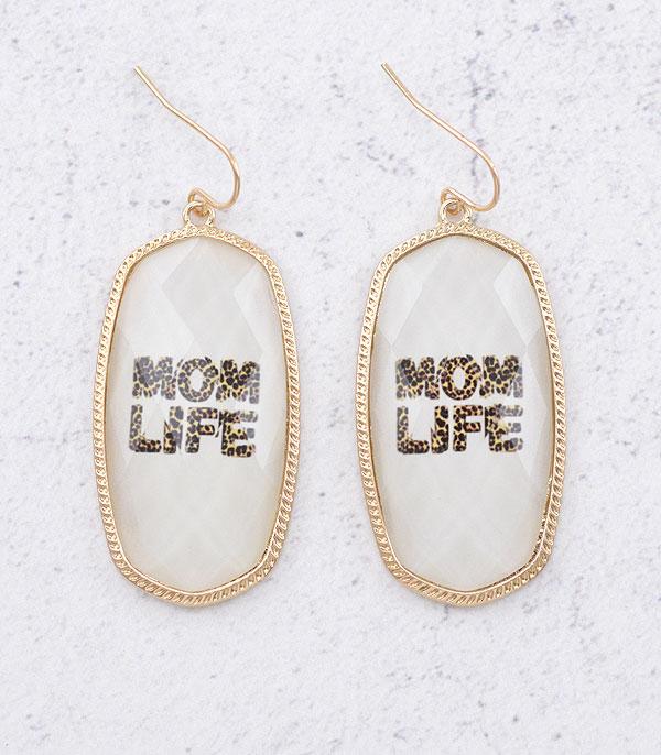 EARRINGS :: TRENDY EARRINGS :: Wholesale Mom Life Oval Dangle Earrings