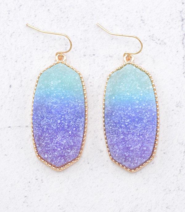 EARRINGS :: TRENDY EARRINGS :: Wholesale Tie Dye Druzy Dangle Earrings