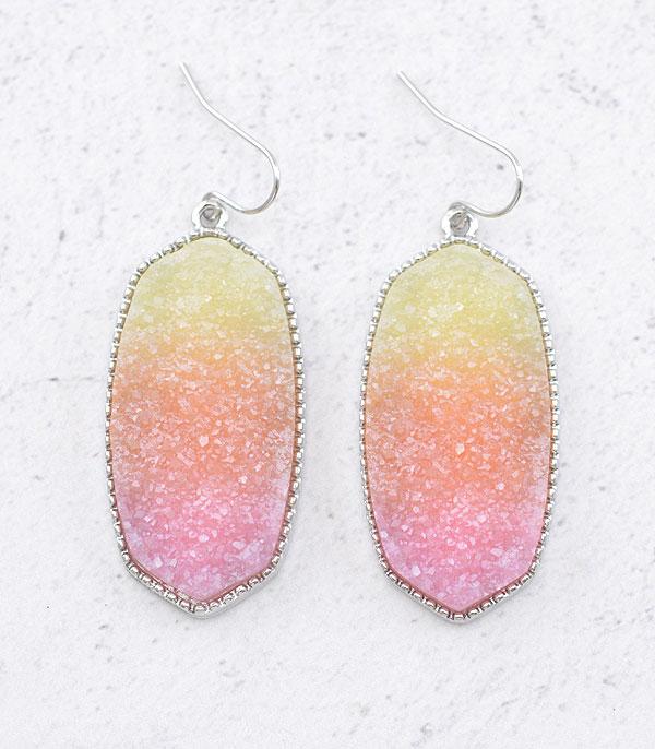 EARRINGS :: TRENDY EARRINGS :: Wholesale Tie Dye Druzy Dangle Earrings