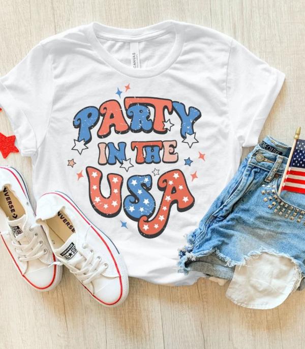 <font color=RED>RED,WHITE, AND BLUE</font> :: Wholesale 4th Of July Graphic Tshirt