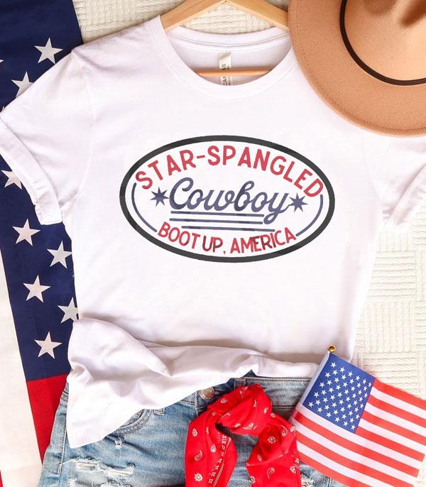 <font color=RED>RED,WHITE, AND BLUE</font> :: Wholesale Star Spangled Cowboy Tshirt
