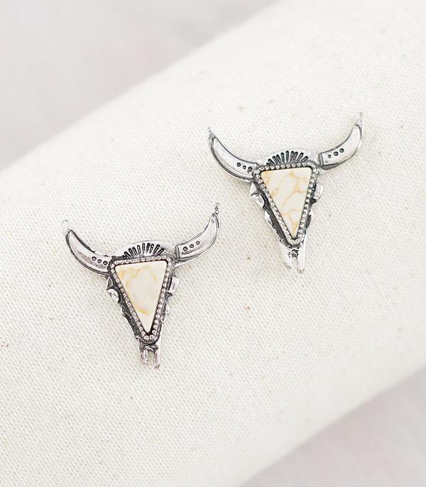 WHAT'S NEW :: Wholesale Western Semi Stone Steer Skull Earrings