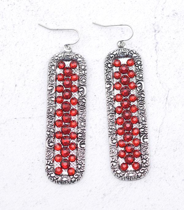 <font color=RED>RED,WHITE, AND BLUE</font> :: Wholesale Rhinestone Drop Earrings