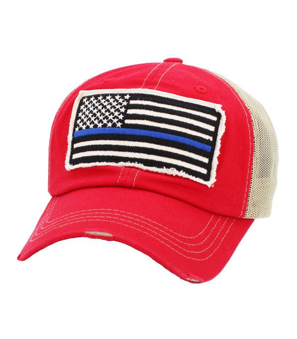 HATS I HAIR ACC :: BALLCAP :: Wholesale Blue Line Flag Vintage Ballcap