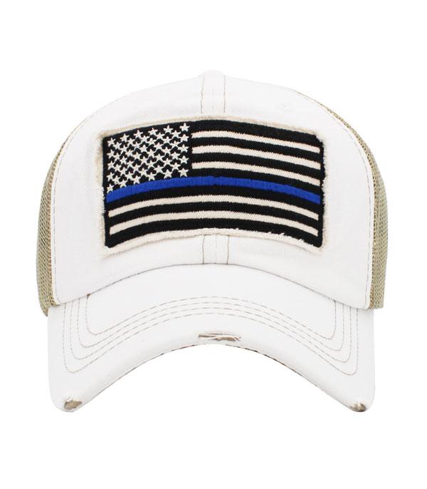 HATS I HAIR ACC :: BALLCAP I VISOR :: Wholesale Blue Line Flag Vintage Ballcap