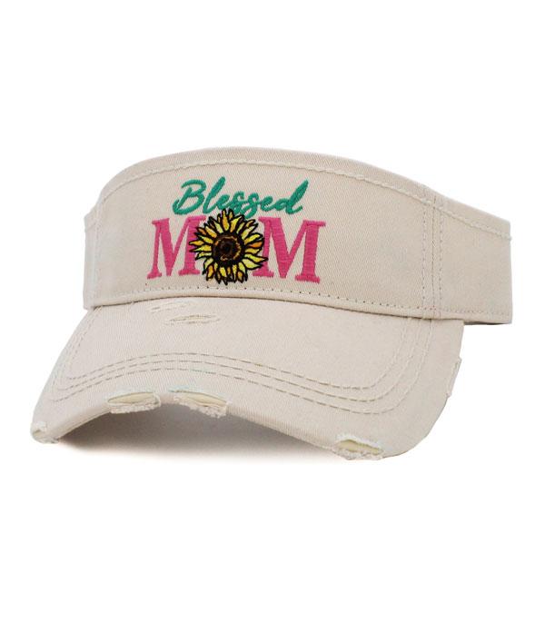 HATS I HAIR ACC :: VISOR I SOLID :: Wholesale KB Ethos Blessed Mom Sunflower Visor