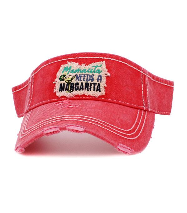 HATS I HAIR ACC :: VISOR I SOLID :: Wholesale Mamacita Needs A Margarita Visor