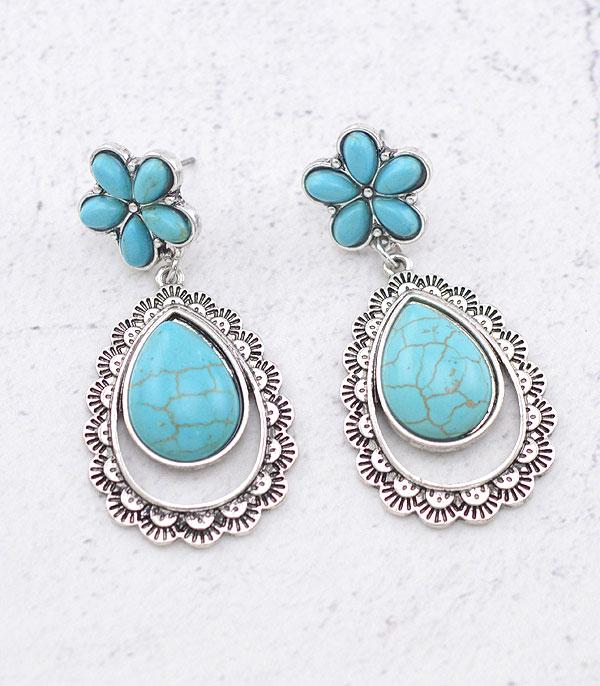 <font color=black>SALE ITEMS</font> :: JEWELRY :: Earrings :: Wholesale Western Turquoise Teardrop Earrings