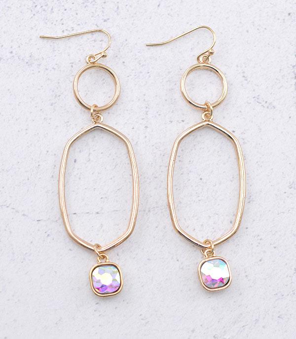 EARRINGS :: TRENDY EARRINGS :: Wholesale Glass Stone Dangle Earrings