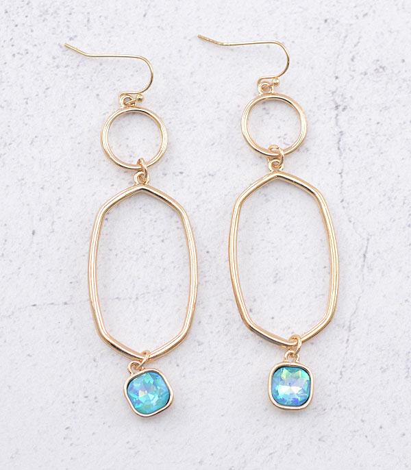 EARRINGS :: TRENDY EARRINGS :: Wholesale Glass Stone Dangle Earrings