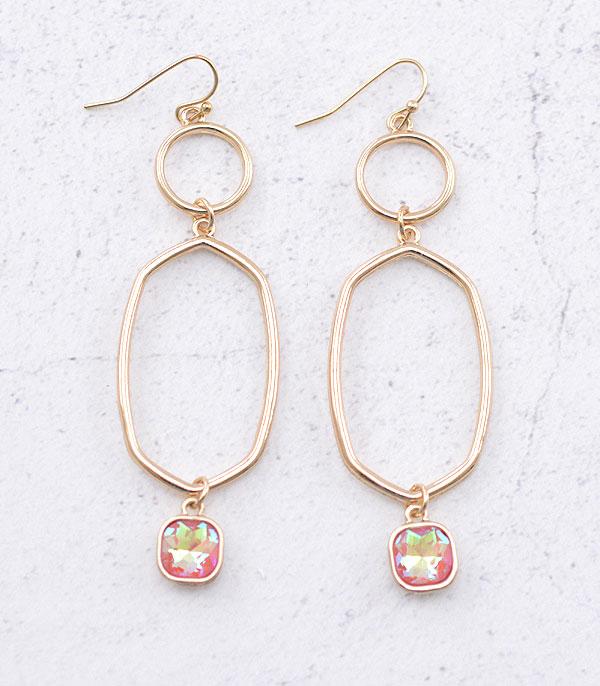 EARRINGS :: TRENDY EARRINGS :: Wholesale Glass Stone Dangle Earrings