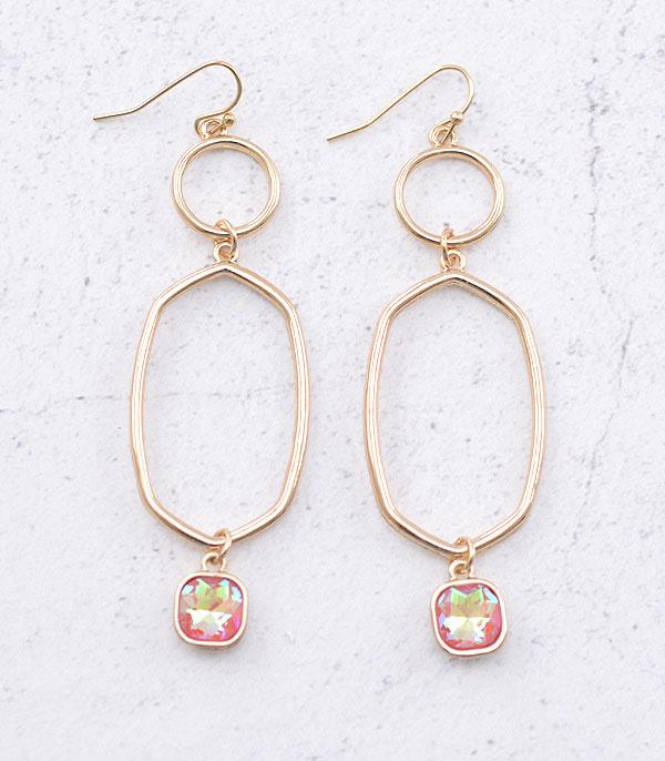 EARRINGS :: TRENDY EARRINGS :: Wholesale Glass Stone Dangle Earrings