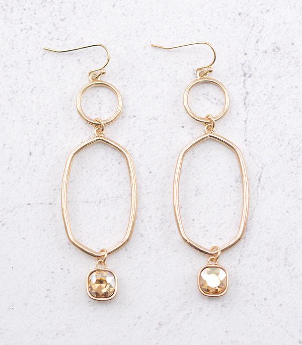 EARRINGS :: TRENDY EARRINGS :: Wholesale Glass Stone Dangle Earrings