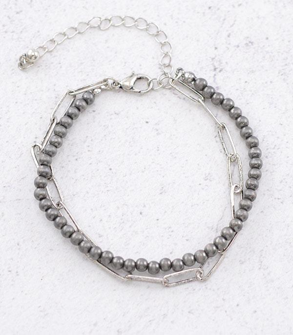 BRACELETS :: LINK :: Wholesale Western Chain Navajo Bead Bracelet