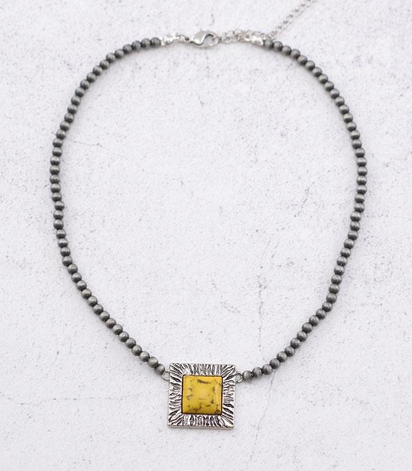 NECKLACES :: CHOKER | INSPIRATION :: Wholesale Western Semi Stone Choker Necklace